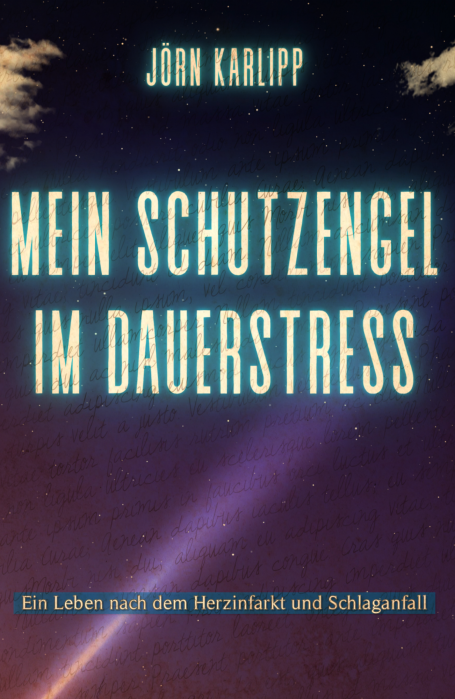 Mein Schutzengel im Dauerstress Buchcover mit dem Titel „Mein Schutzengel im Dauerstress“ und einem leuchtenden Hintergrund.